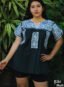 Blusa bordada San Antonino verde oscuro con bordado plateado