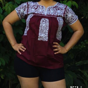 Blusa San Antonino vino con bordado plata