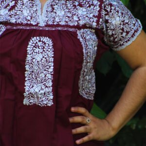 Blusa San Antonino vino con bordado plata
