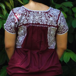 Blusa San Antonino vino con bordado plata