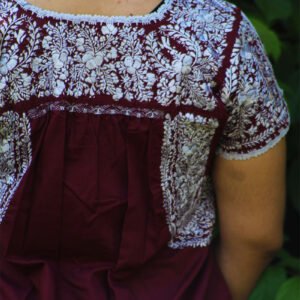 Blusa San Antonino vino con bordado plata