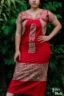 Vestido largo San Antonino rojo con bordado dorado