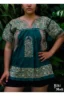Blusa bordada San Antonino verde con bordado dorado
