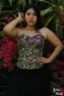 Crop Top - Corset bordado San Antonino azul con bordado multicolor