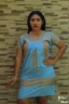 Vestido San Antonino azul con bordado dorado