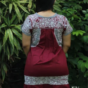 Vestido corto San Antonio vino con bordado plateado