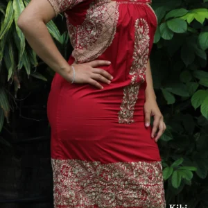 CC006-VESTIDO-BORDADO-SANANTONINO (2) Vestido largo San Antonino rojo con bordado dorado