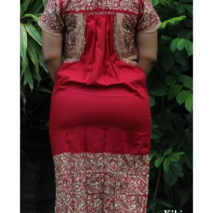 CC006-VESTIDO-BORDADO-SANANTONINO (3) Vestido largo San Antonino rojo con bordado dorado