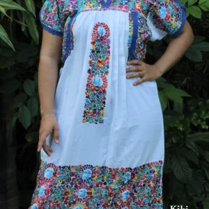 CC008-VESTIDO-BORDADO-SANANTONINO (1) Vestido largo San Antonino blanco con bordado multicolor