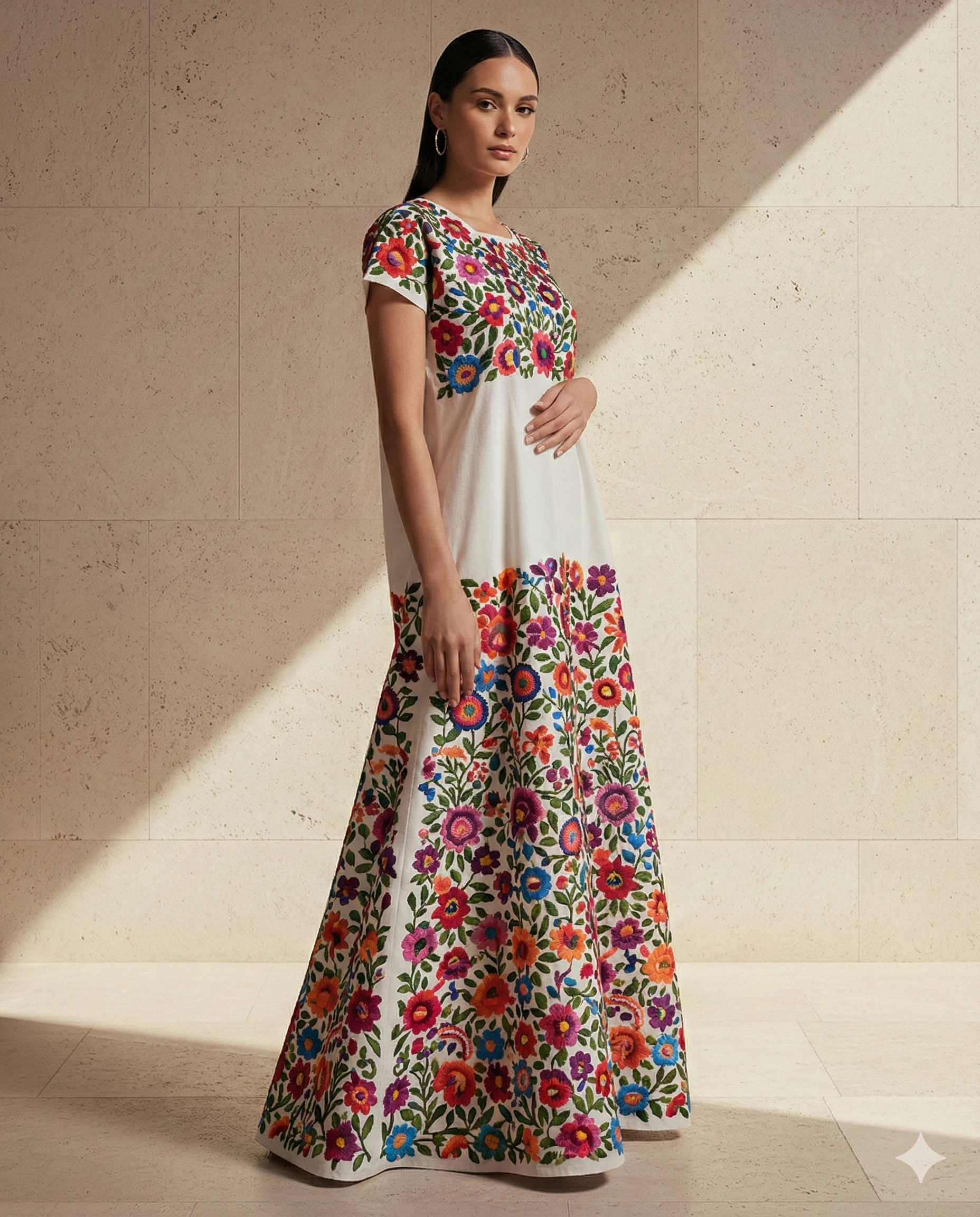 Gemini_Generated_Image_nyekqunyekqunyek Blusa San Antonino manga larga, tela azul marino con bordado multicolor