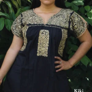 Blusa bordada San Antonino negra con dorado
