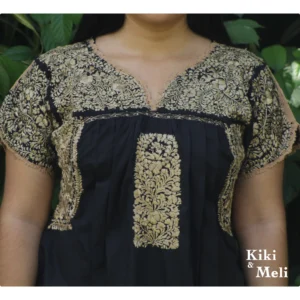 Blusa bordada San Antonino negra con dorado
