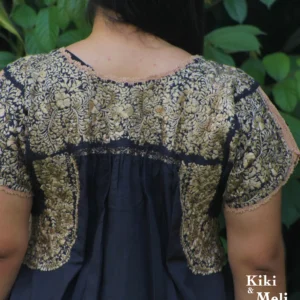 Blusa bordada San Antonino negra con dorado