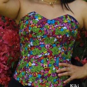 LS009-BLUSA-BORDADA-SANANTONINO (6) Crop Top - Corset bordado San Antonino azul con bordado multicolor