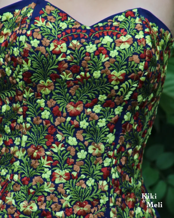 LS010-CORSET-BORDADO-SANANTONINO (2) Crop Top - Corset bordado San Antonino azul con bordado multicolor